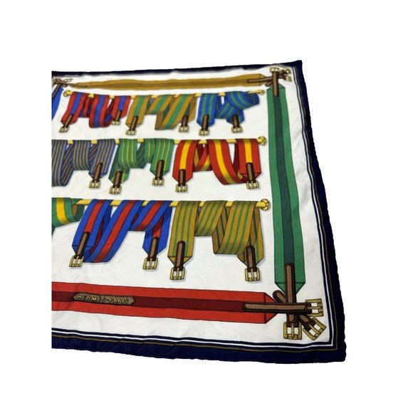 Hermès Men's Les Sangles Silk Scarf / Handkerchief Vintage Hermes Elegant Piece - Picture 5 of 10
